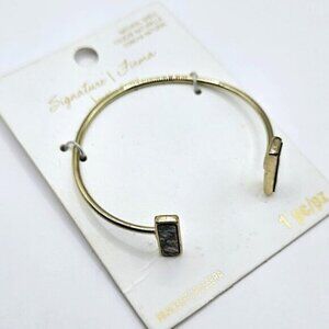 Bead Landing Signature Gold Tone Natural Shell Open Cuff Bracelet